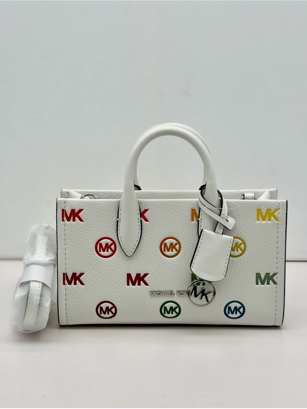 Michael Kors Mirella Small Rainbow Logo Embossed Convertible Crossbody Bag